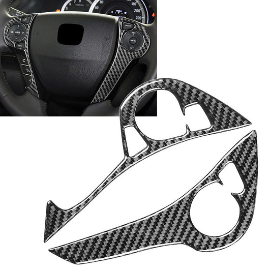 2x Carbon Fiber Steering Wheel Button Cover Black for Honda Accord 2013-2017