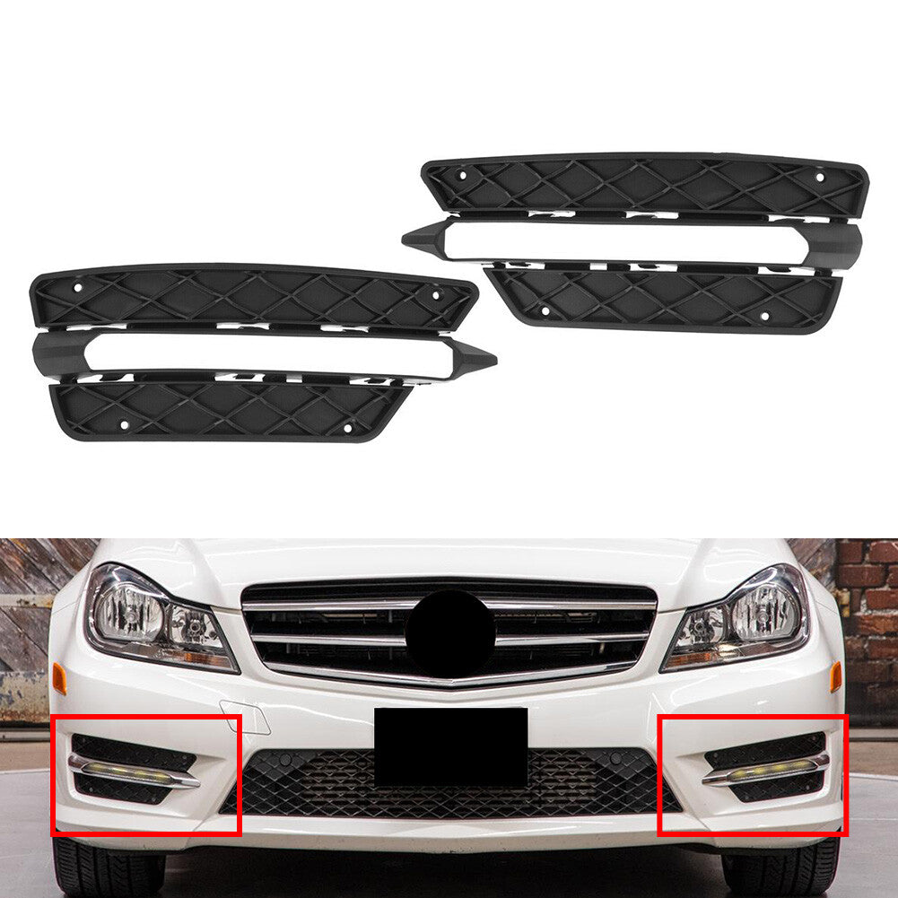 Front Lower Bumper Grille Fit 2012-2014 for Benz C250 C300 Set of 2 LH RH Plastic