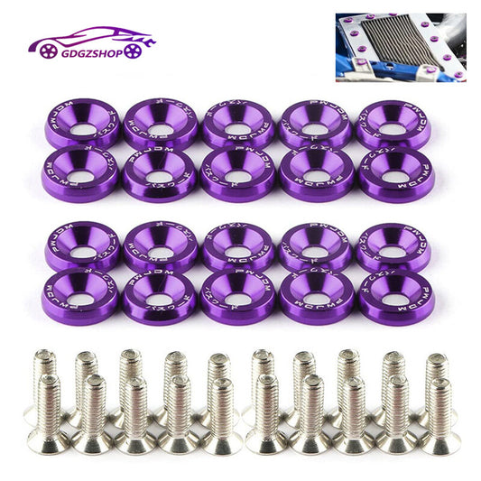 20pcs Purple Aluminum JDM Fender Bumper Washer M6 Bolt Engine Bay Dress Up Kit