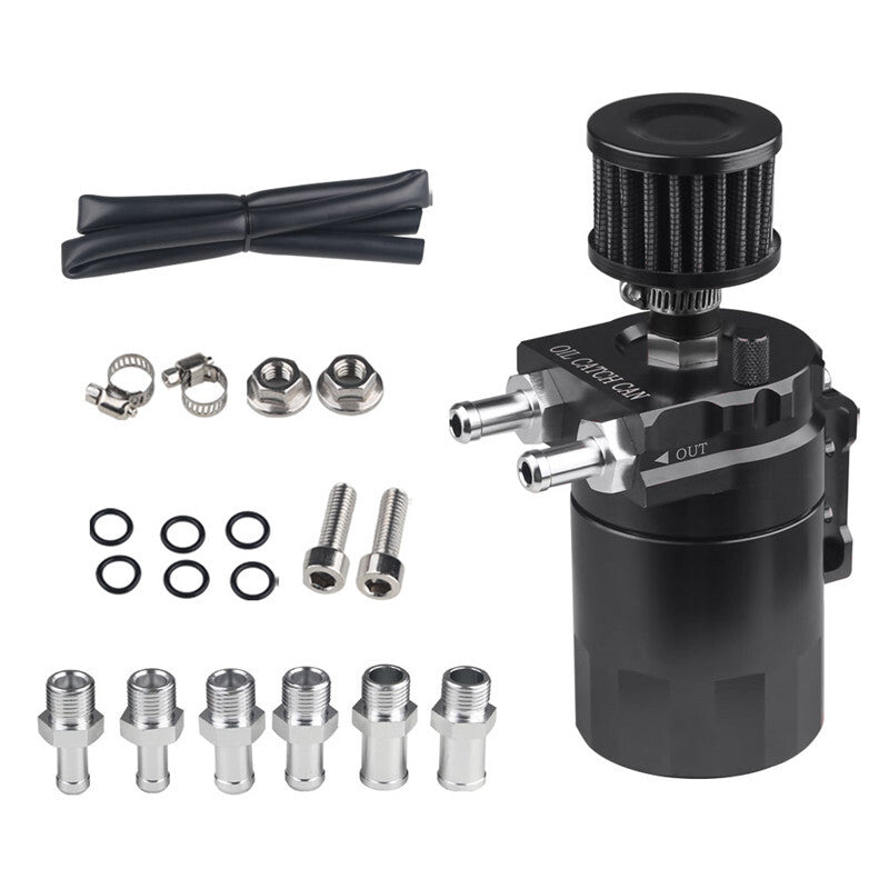BlackCar Baffled Aluminum Oil Trap Reservoir Fuel Catch Tank With Air Filter Kit
