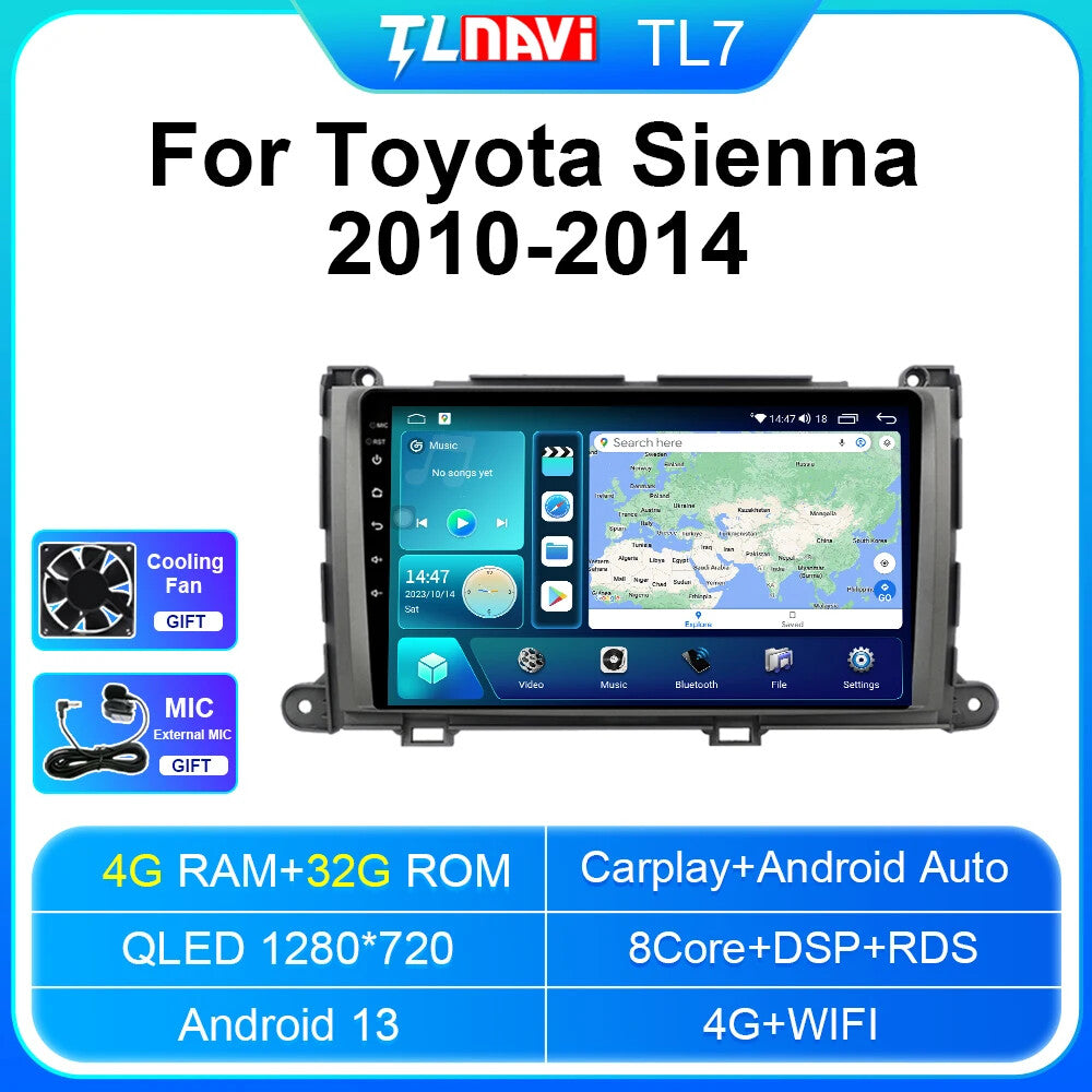 for Toyota for Sienna 2010-2014 Android Car Stereo Radio CarPlay GPS Player Screen