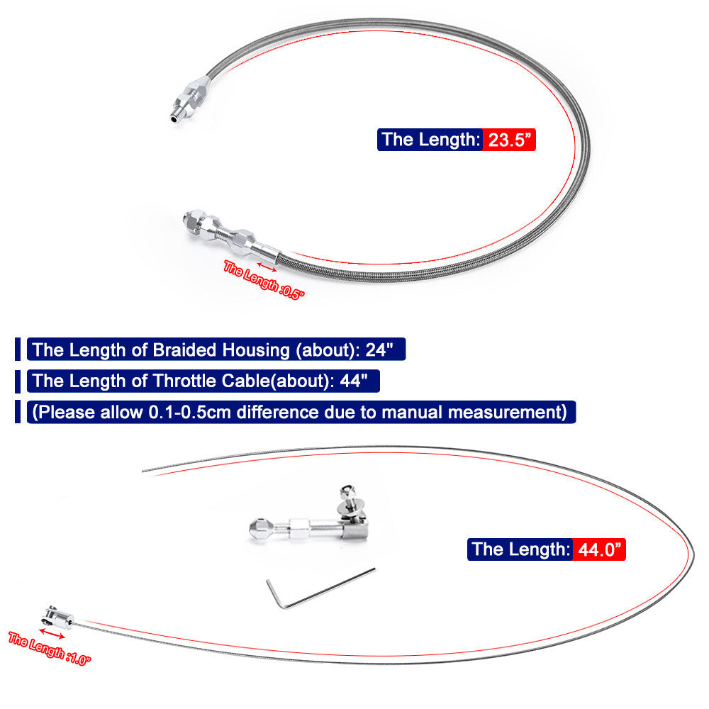 Universal 24 Car Throttle Cable Braided Stainless Steel for Ford for Mustang 302