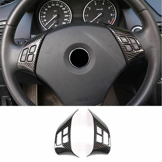 ABS Carbon Fiber Steering Wheel Button Cover Trim for BMW 3-Series E90 2005-2012
