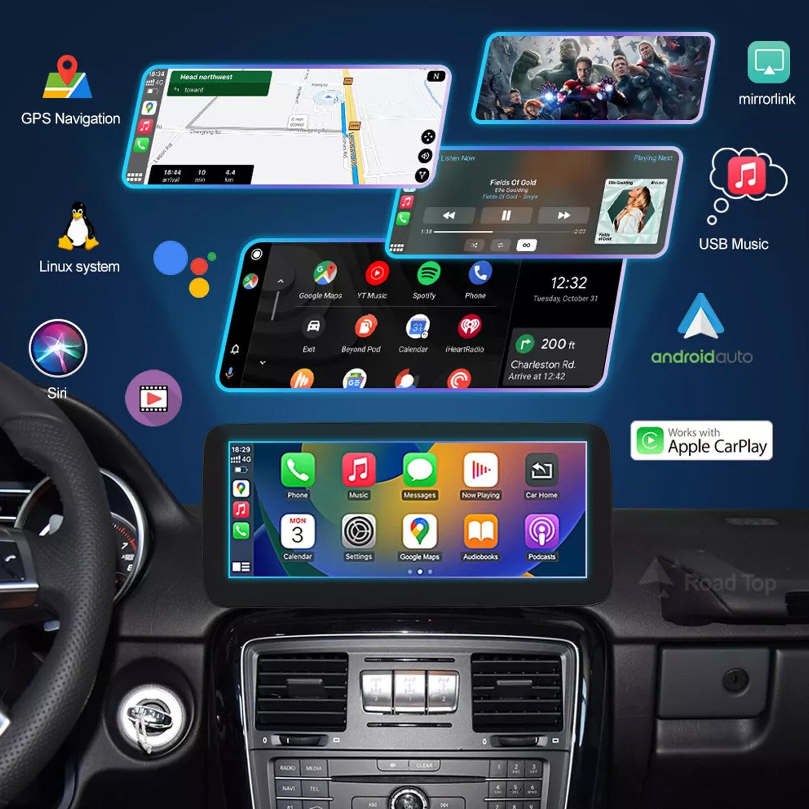 12.3 Wireless Android Auto Touch Screen for Benz G Class W463 NTG4.5/5 CarPlay