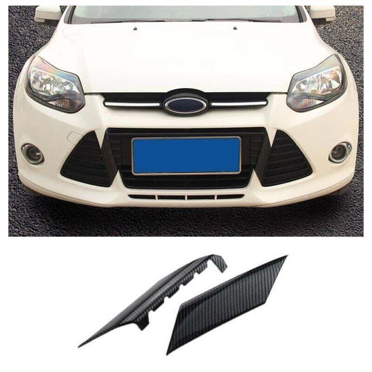 2X for Ford Focus 2012-14 Carbon Fiber Front Center Mesh Grille Grill Strip Trim