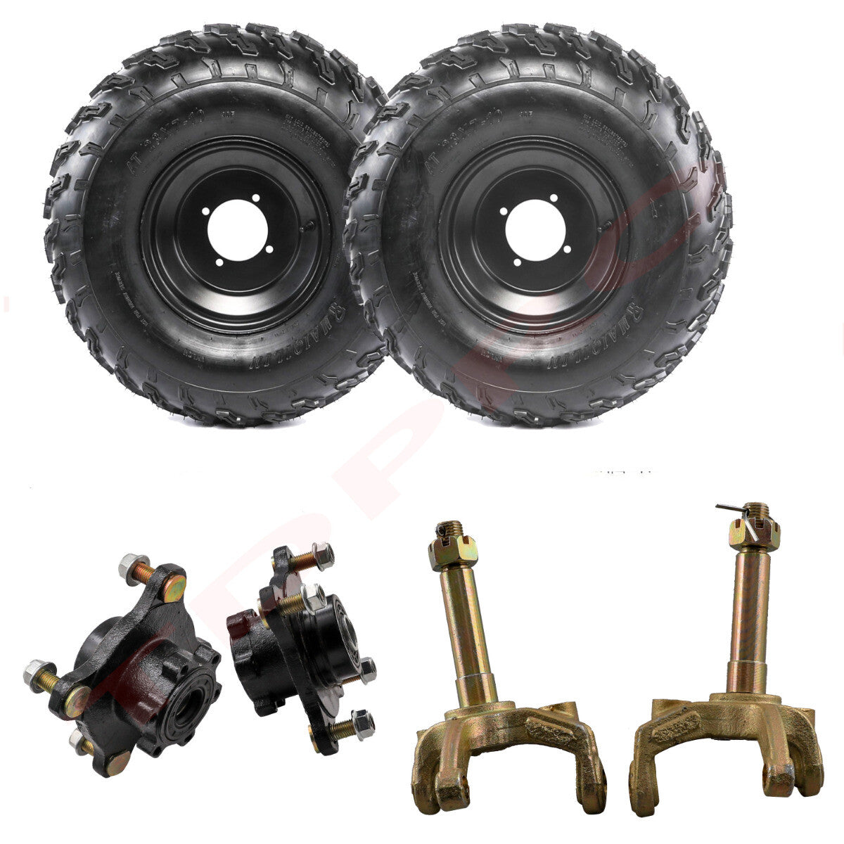 2-Piece Set of 23X7-10 Wheels, Wheelsets, and Spindles for Go-Karts, Lawn Mowers, and All-Terrain Vehicles