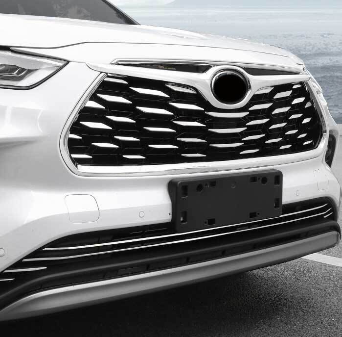 Chrome for Toyota Highlander 3pcs 2020-2022 Front Bumper Center Hood Grill Strip