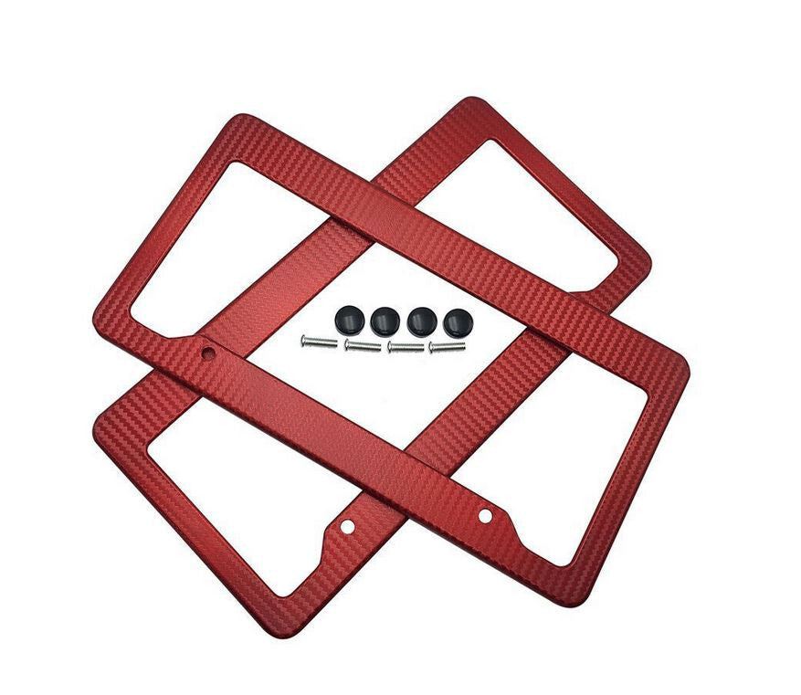 Car license plate frame cover cap rear trunk boot red carbon for Chevrolet
