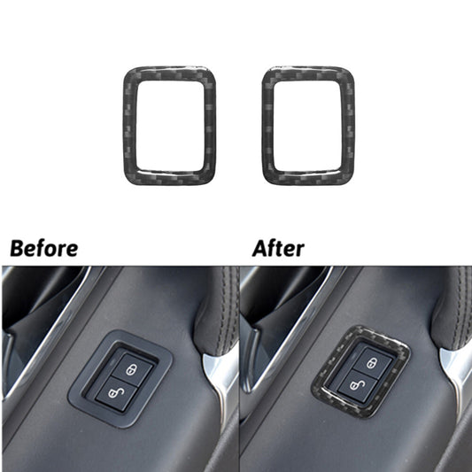2pcs Carbon Fiber Door Lock Trim for Land Rover Discovery Sport 2015-2019