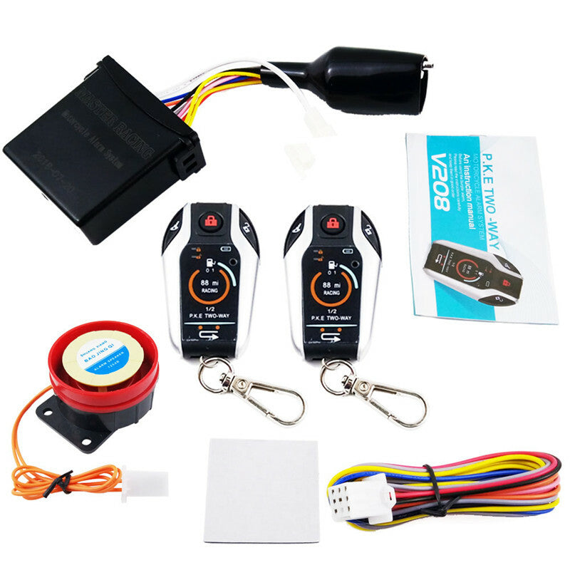 Motorcycle Scooter PKE Two Way Antitheft Alarm Vibration Alert System Remote 12V
