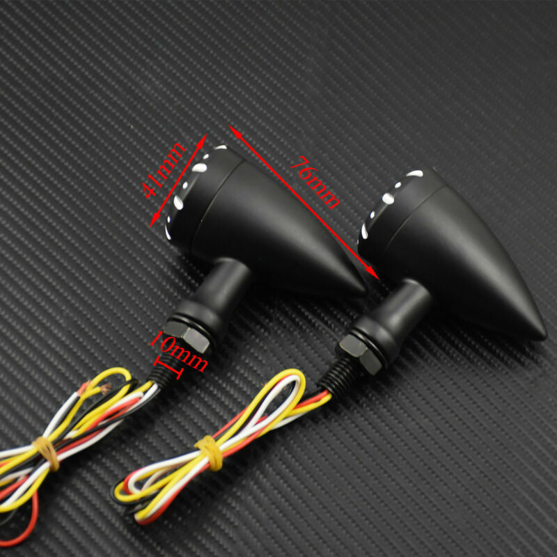 10mm Black LED Brake Blinker Light Turn Signal Fit for Harley Cruiser Chopper