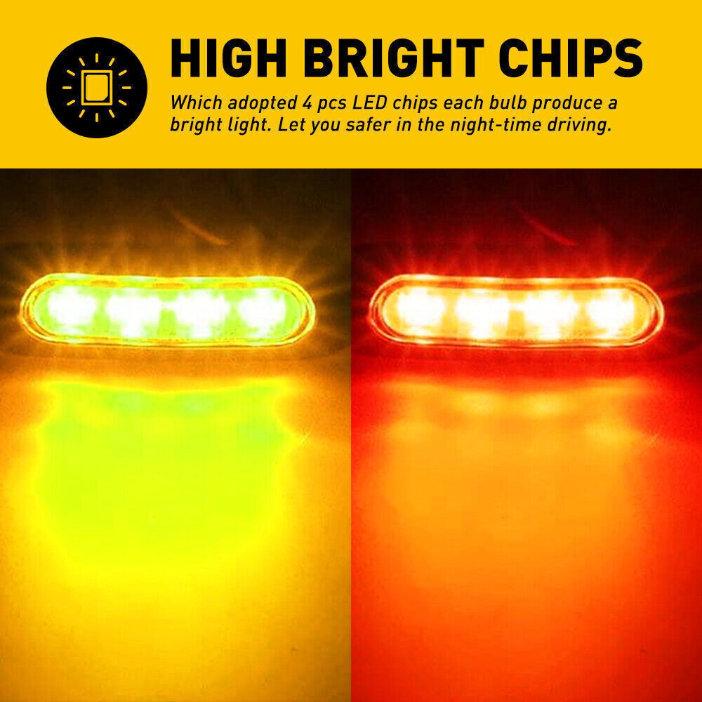 10x 3.85Amber+5Red 4LED Side Marker Clearance Light Waterproof Truck Trailer AU