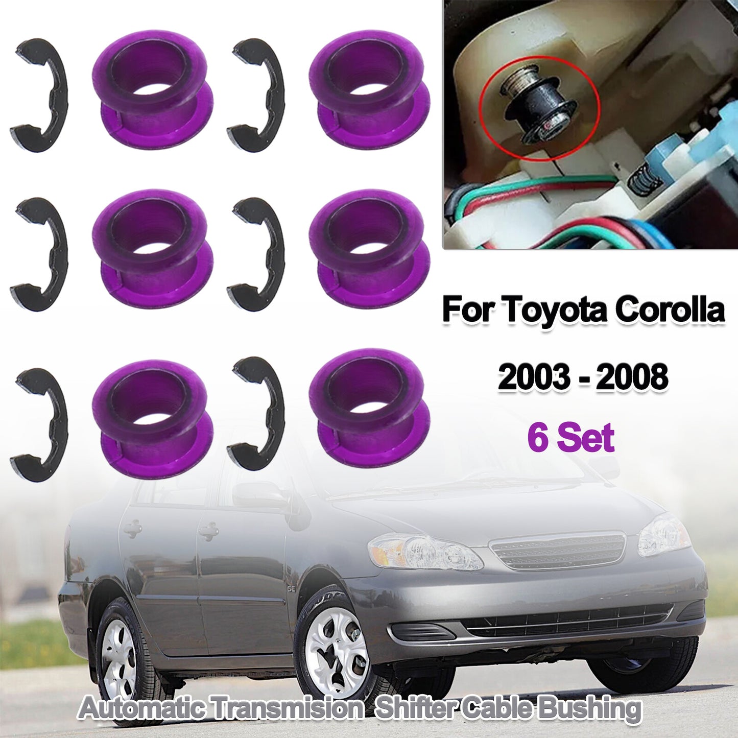 6set Replace Automatic Transmision Shifter Cable Bushing for Corolla 3382002370B