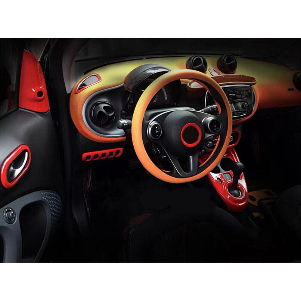 Car Steering Wheel Sticker Cover Trim for Mercedes-Benz for SMART 15-2018 Bright Red