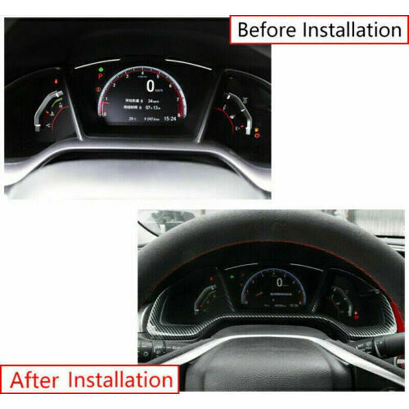 1PCS Carbon Fiber Instrument Dashboard Frame Cover Trim for Honda for Civic 2016-21