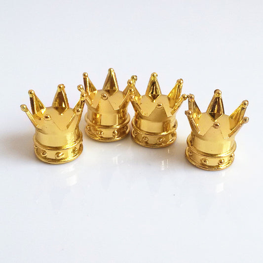 Yellow Gold Crown Tyre Tire Wheel Valve Stem Air Dust Cover Cap