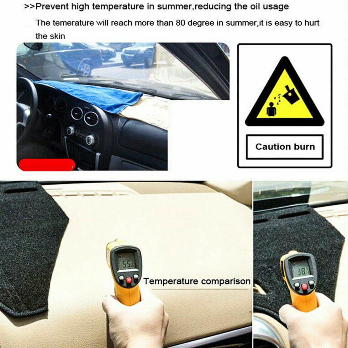 1X Inner Dashboard Dash Mat Non-slip DashMat Sun Shade Pad for Audi Q3 19-2020