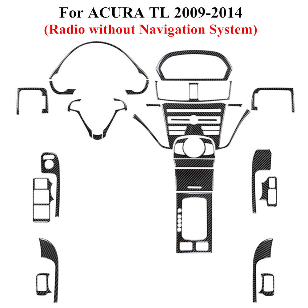 27Pcs Carbon Fiber Full Set Interior Kit Cover Trim for ACURA TL 2009-2014