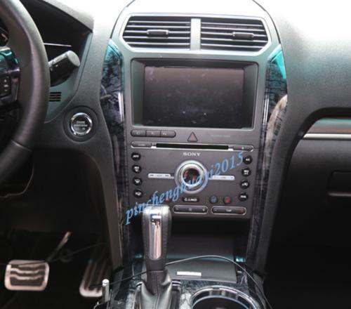 Black wood grain car interior trim cover suitable for Ford Explorer 2016 - 2019