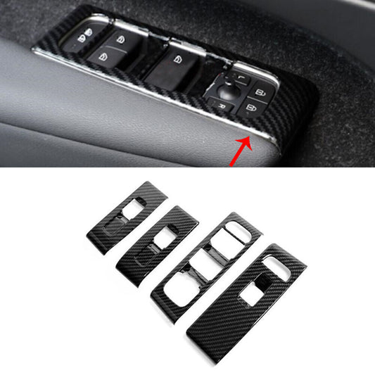 4pcs Carbon Fiber Window Switch Lock Cover Trim for Volvo XC40 2018 2019 2020