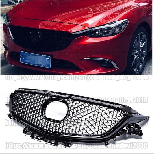 Glossy Black ABS Front Upper Bumper Grill Mesh Grille for Mazda 6 Atenza 2017-18