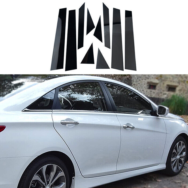 Piano Black Look Pillar Posts Door Window Strip Trim for Hyundai Sonata 2011-14