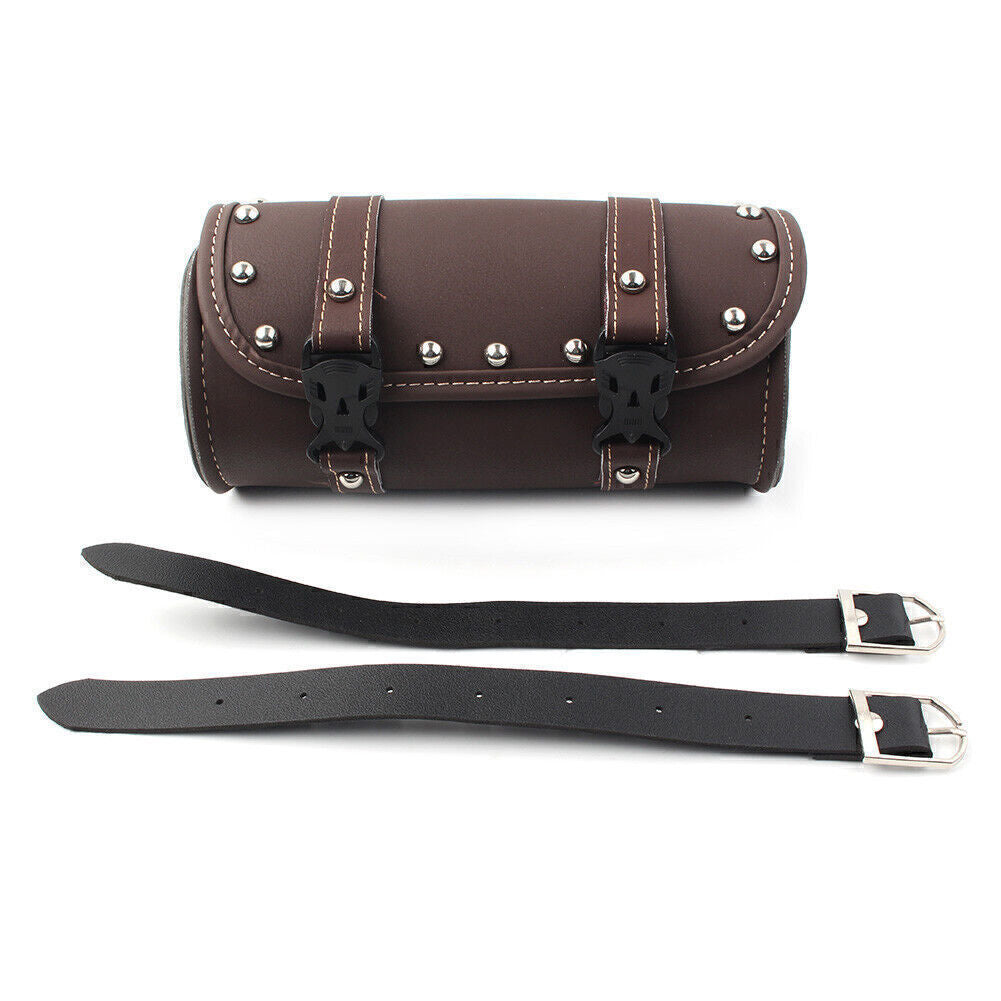 Motorcycle for Mini Retro PU leather Tool Bag Handlebar Sissy Bar Saddlebag Roll Bag