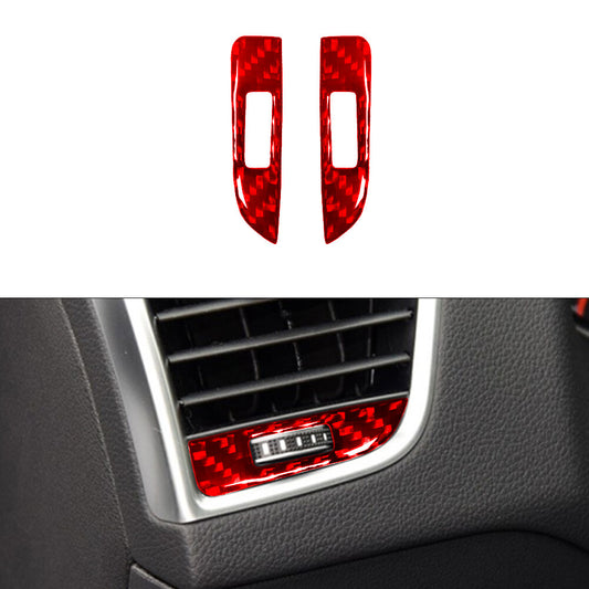 2X Red Air-Con Vent Control Trim Cover Decor Carbon Fiber for Audi Q5 2009-2017