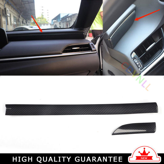 Middle Console Dashboard Strip Trim Fit for Lexus for ES 2018-21 Black Carbon Fiber