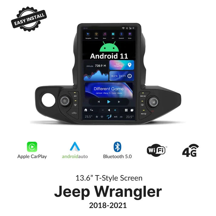 64GB for Jeep for wrangler 2018-22 for Tesla Vertical Screen Android Radio 13.6 Stereo