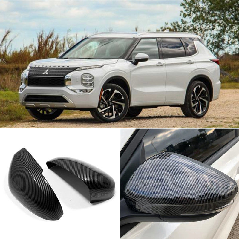 Carbon Fiber Rearview Side Mirror Cover Caps Trim for Mitsubishi Outlander 22-23