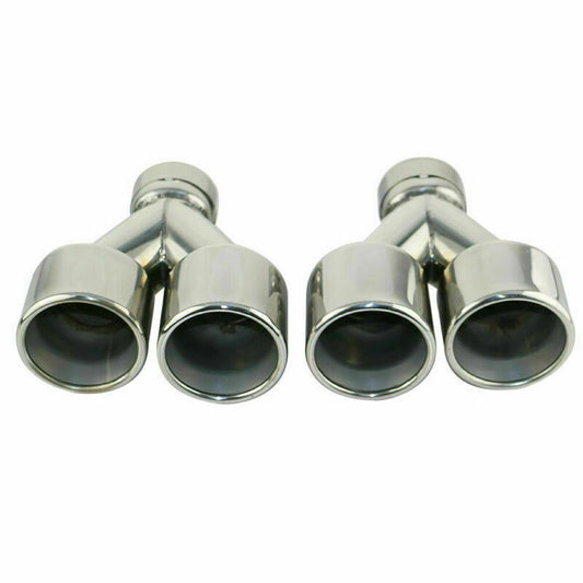 2pcs 2.5 ID 3.5'' OD Universal End Pipe Double Wall Exhaust Tips Clamp-on Tips
