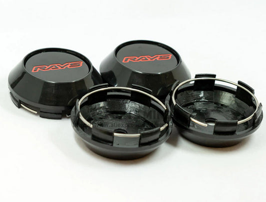 4-piece set of 68mm light black and red wheel center hubcap badge decal badge TE37