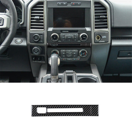 Carbon Fiber Interior CD Decorative Center Panel Trim Cover for Ford F-150 2015