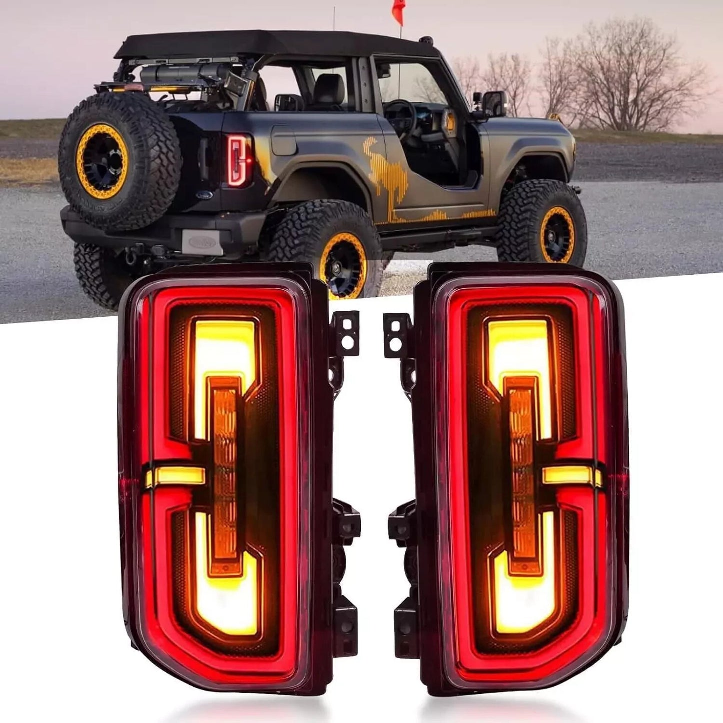 LED taillight assembly for 2021, 2022, and 2023 for Ford Mustangs (left + right with bulbs)