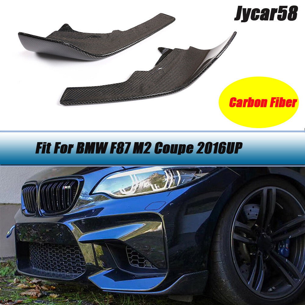 2PCS Front Bumper Splitters Lip Flaps for BMW F87 M2 Coupe 16up Carbon Fiber