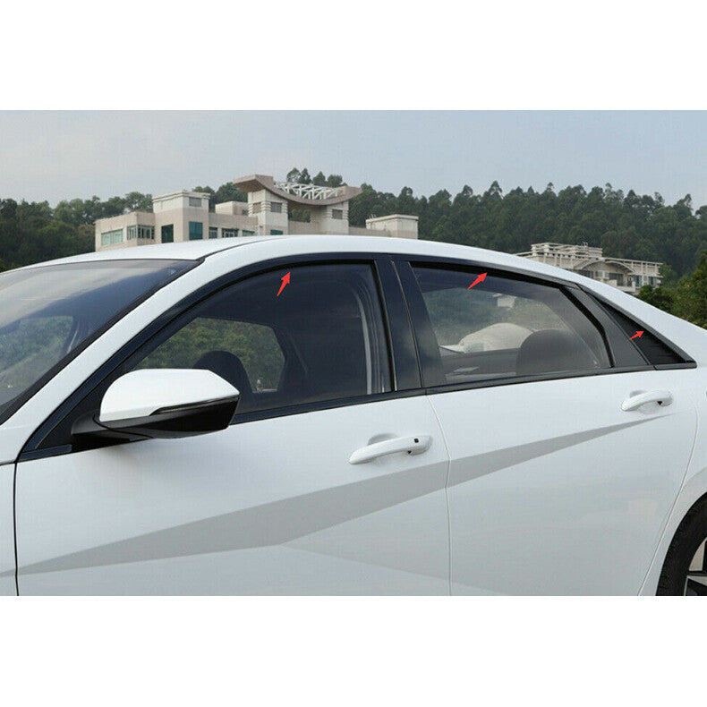 Black Steel upper Windows Sill Molding Strip Trim for Hyundai for Elantra 2021-2023