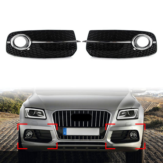 Front Bumper Fog Light Grille Upgrade Grill Fit for AUDI Q5 2013-2017 Left Black