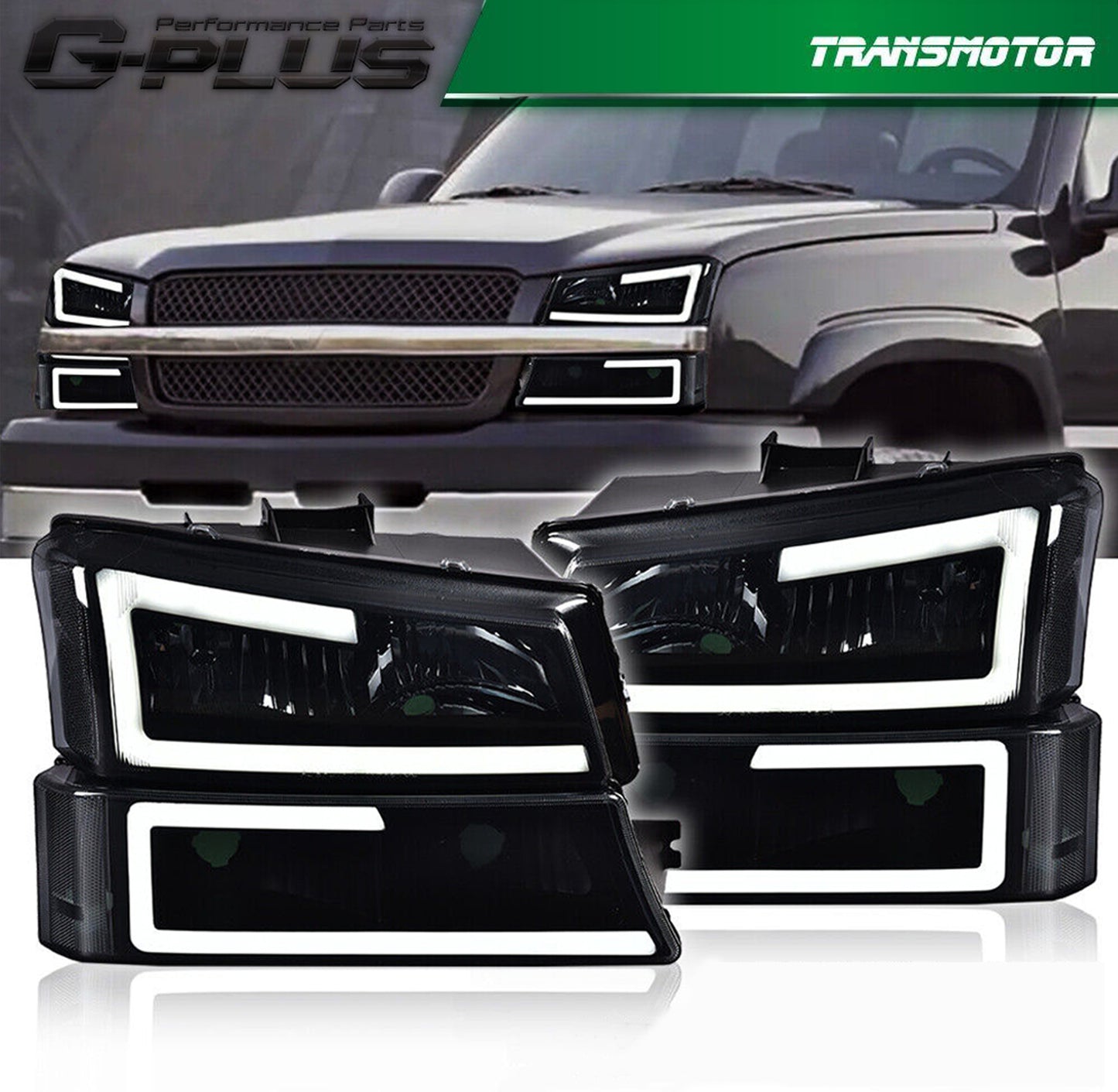 2003-2007 Silverado/Avalanche {Double LED C-BAR} True Dragon/Twilight Green Water+ Orchestra