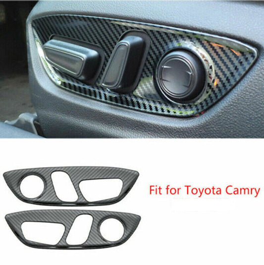 for Toyota for Camry 2018-22 Steel Carbon Fiber for Seat Adjust Handle Button Panel Trim