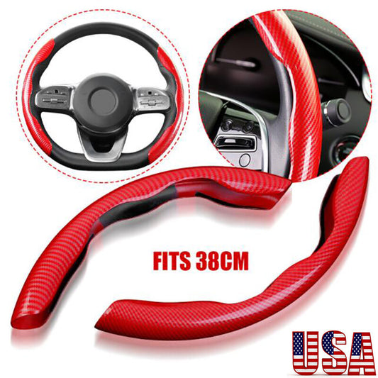Red Carbon Fiber Universal Car Steering Wheel Booster Cover Non-Slip Accessories