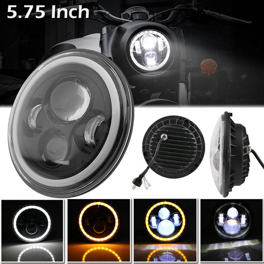 5.75 5-3/4 Headlights Hi/Lo Projector Halo Angle Eyes Round For Motorcycle UK