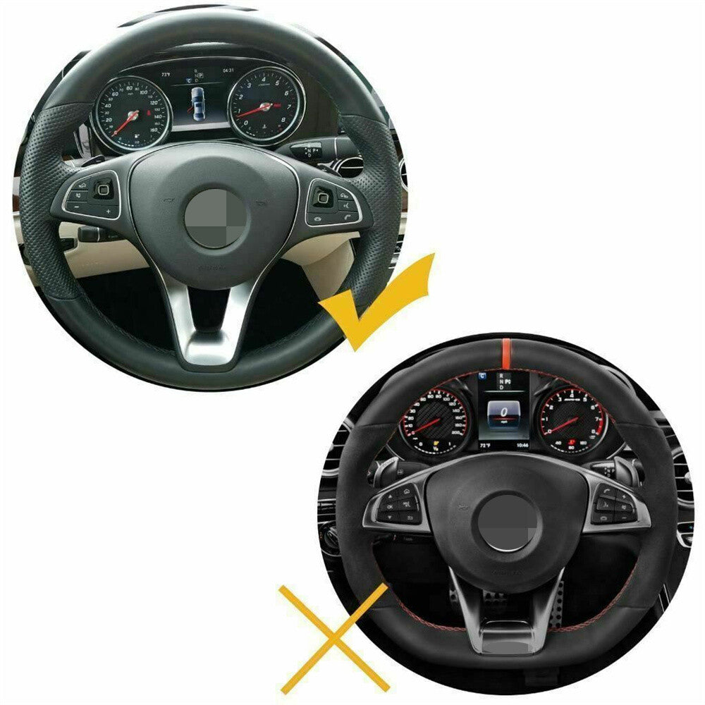 Gloss Black Steering Wheel Cover for Benz C E GLC GLA CLA Class W205 W213 X253