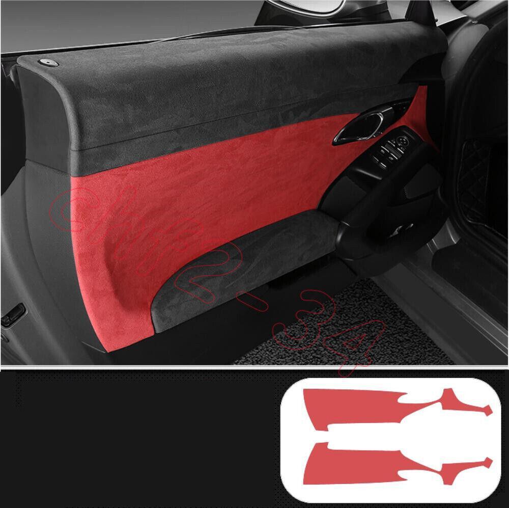 for Porsche 718 Cayman RedBlack Suede Inner Door Panel Armrest Cover