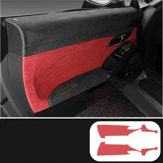 for Porsche 718 Cayman RedBlack Suede Inner Door Panel Armrest Cover