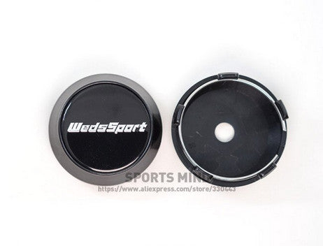 Brand new 4-piece 60mm Weds Sport wheel caps, rim center caps, badges, black TE37