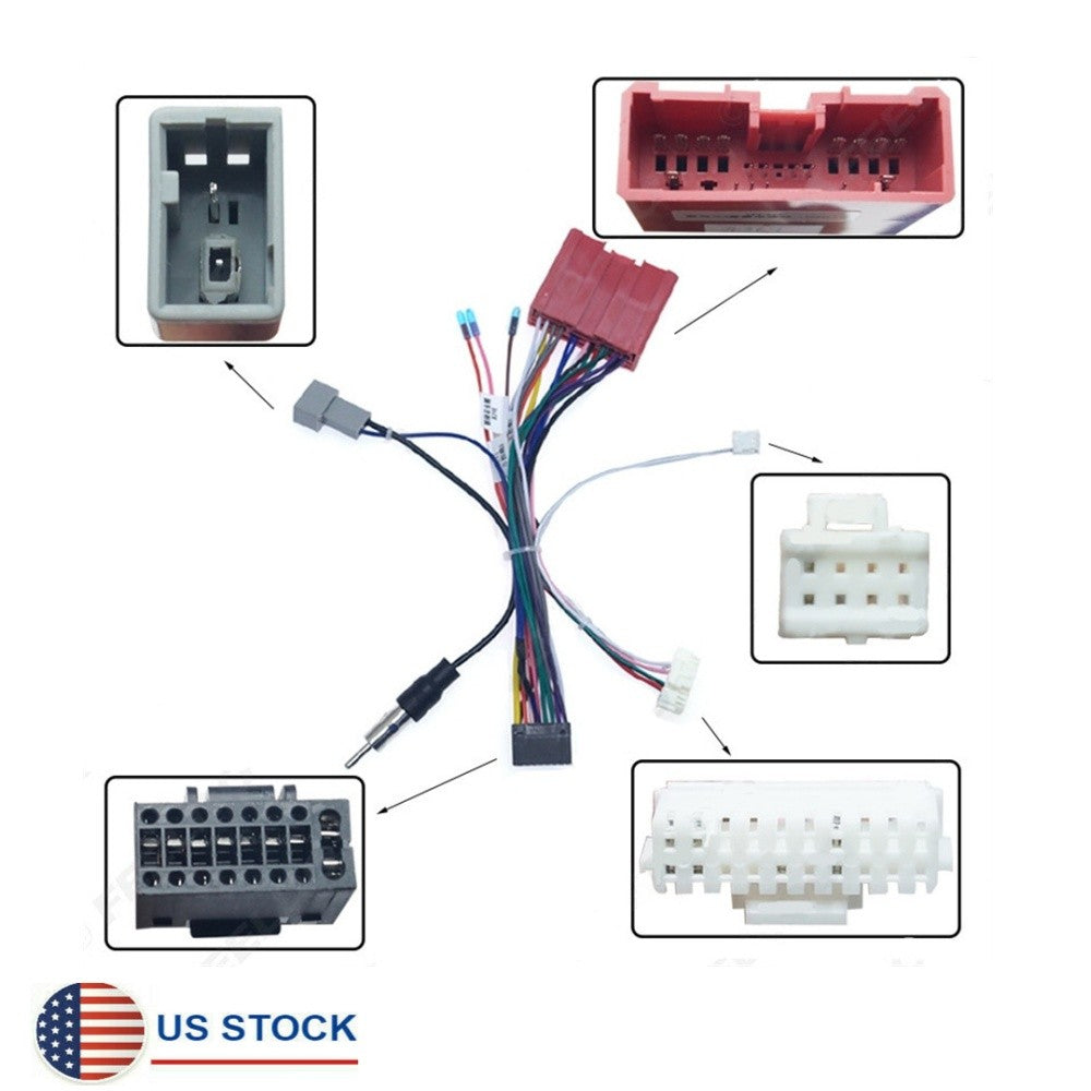 New Car 16pin Stereo Radio Wiring Harness Power Cable Adapter With Canbus Box