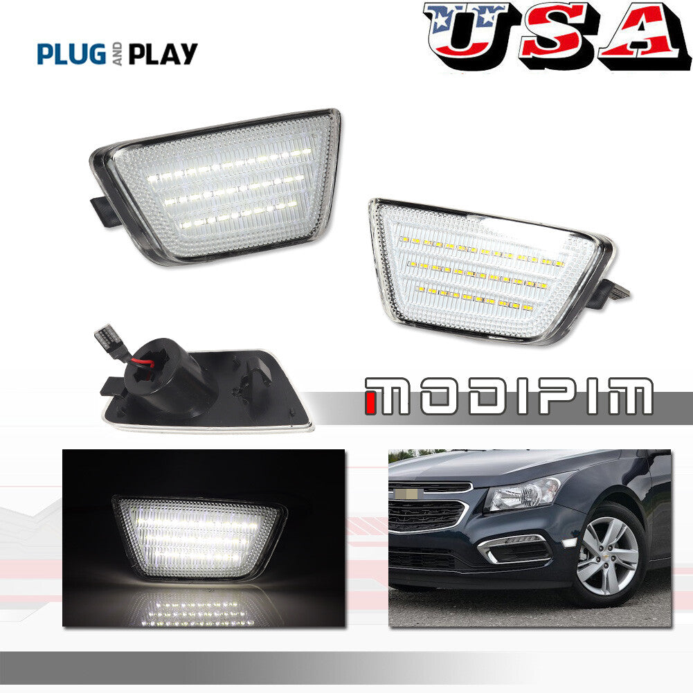 2-piece front bumper clear white side marker lights for 2011-2015 for Chevrolet for Cruze