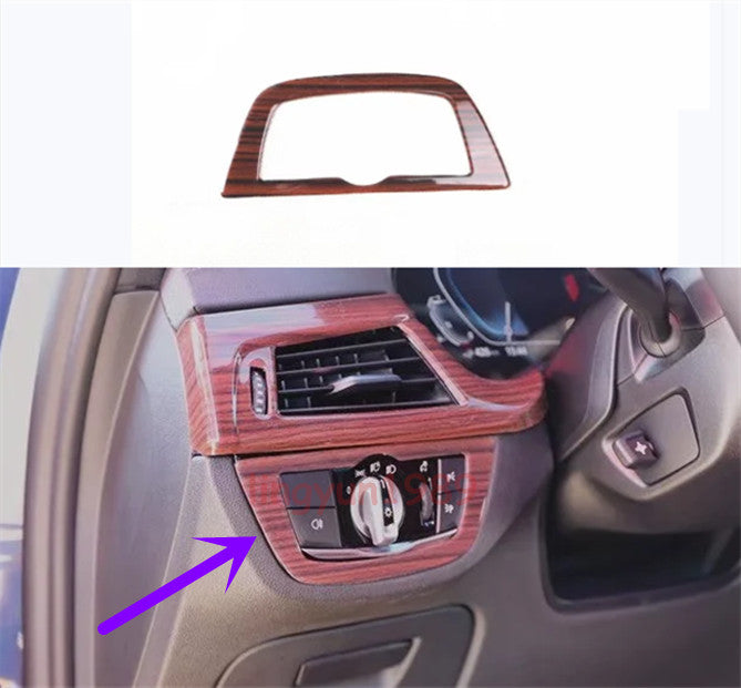 For 2018-23 for BMW 5 Series G30 Peach Wood Grain Headlight Switch Button Cover Trim