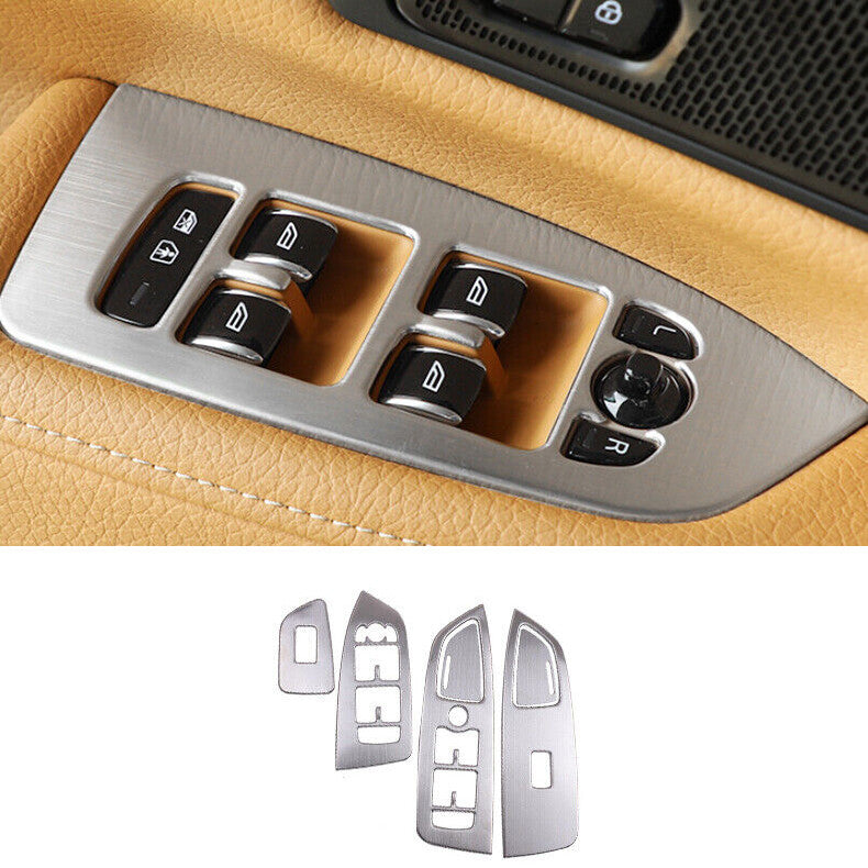 for Volvo S90 2017-2022 Silver Interior Car Window Lift Panel Switch Cover Trim